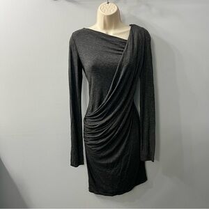 Max Studio Grey Long Sleeve Crossover Draped Dress Size Extra Small